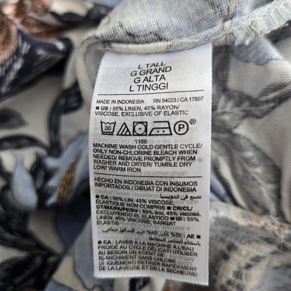 OLD NAVY Floral Halter Neck Blue Brown And White Linen Blend Romper - Picture 15 of 16